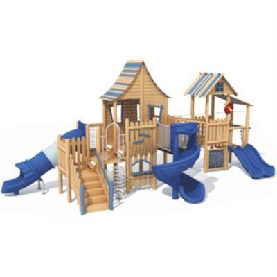 Kids Park Outdoor Playground Equipment Wooden Slide Climbing Frame QS39