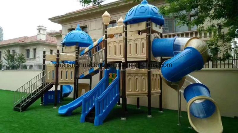 Outdoor Plastic Playset for Kids Outside Playground Structure in Blue Color Made of China