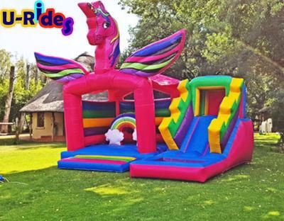 Princess Rainbow Unicorn Inflatable Castle Bouncy Castle Carriage Slide For Party