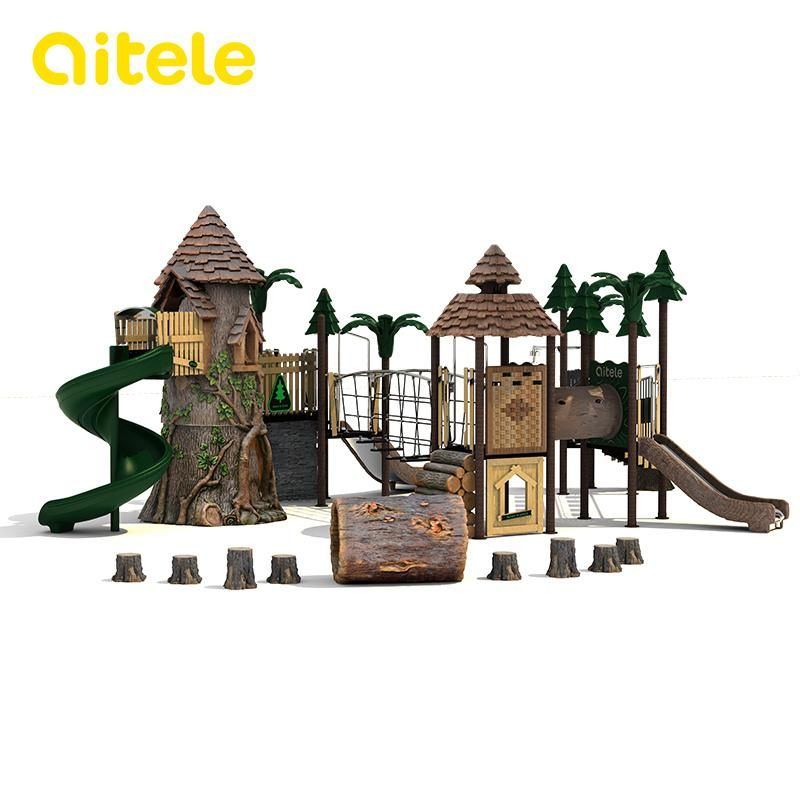 Customized Kids Playground Equipment Adventure Plastic Slide