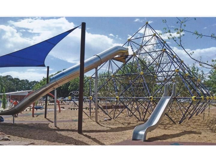 Large Outdoor Steel Climbing Structure with Slide