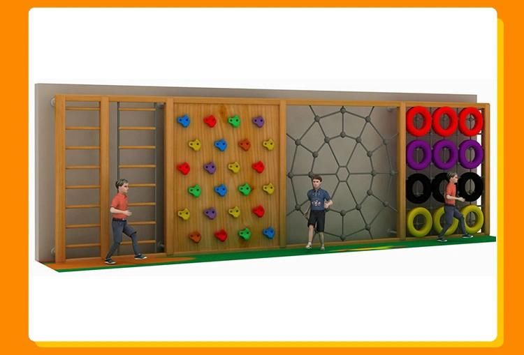 Cheap Children Adventure Funny Wooden Climbing Wall Frames for Small Gardens Outside Playground Equipment