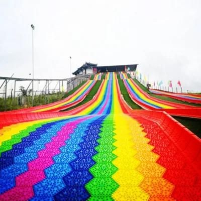 Scenic Outdoor Plastic Grass Rainbow Slide Kids Park Playground Equipment