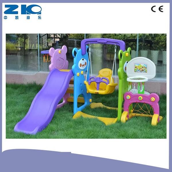 Plastic Kids Indoor Playground Swing and Slide with Basket Set