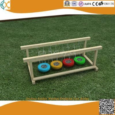 Outdoor Garden Wooden Swinging Tyre Bridge Wood Playground Bridge