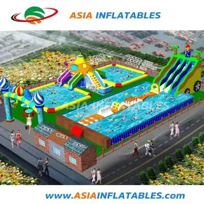 Hot-Sale Outdoor Inflatable Land Water Playground Amusement with Slide