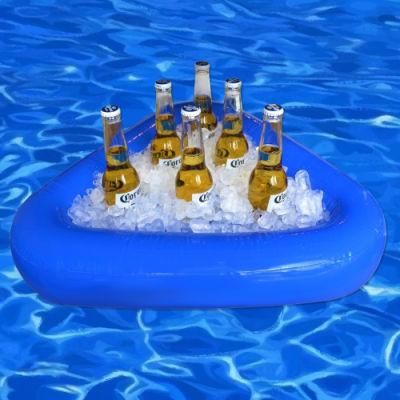 Outdoor Inflatable Cup Holder Pool Water Blue Triangle Pool Inflatable Beer Tray