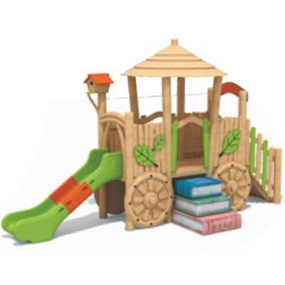 Kids Park Outdoor Playground Equipment Wooden Slide Climbing Set QS47