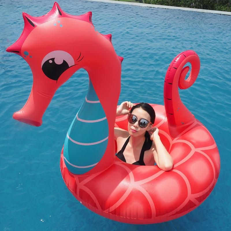 Summer Water Play Equipment Toys Inflatable PVC Seahorse Swimming Ring Pool Float