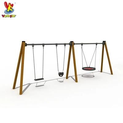 Amusement Park Outdoor Wooden Net Web Swing Playset Playground Equipment for Kids