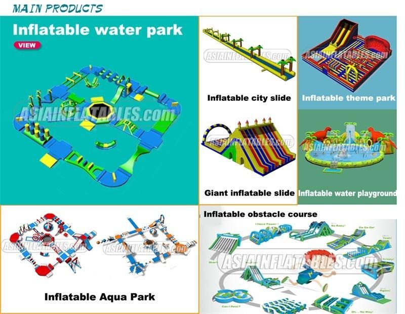 PVC Tarpaulin Inflatable Amusement Park with Slide, Inflatable Land Water Park on Land