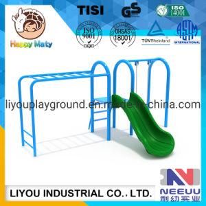 Popular Metal Frame Children Outdoor Playground Two Seat Slide Swing