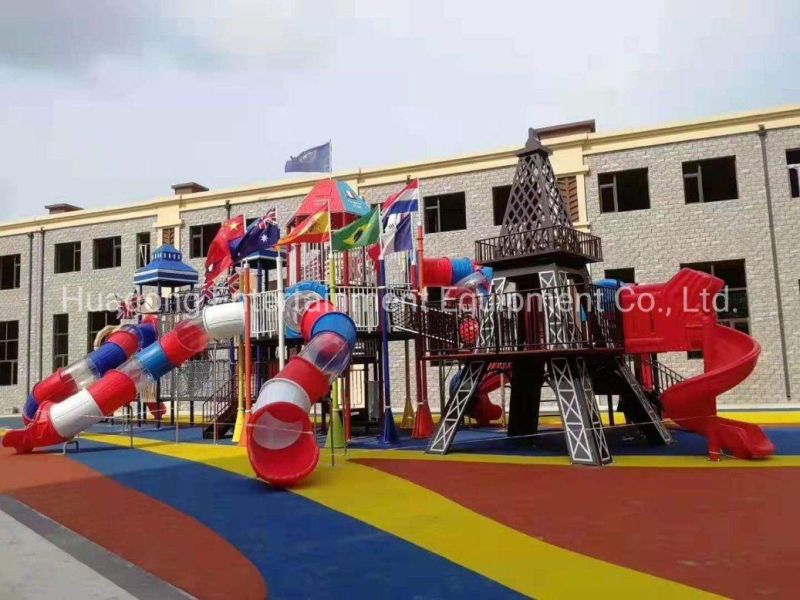 Multi-Function Popular Children Outdoor Playground Building Equipment Huge Castle with Climbing Sliding LLDPE & Galvanized Pipe