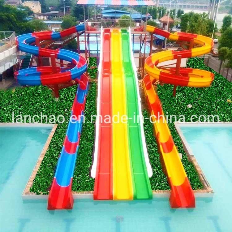 Fiberglass Rainbow and Spiral Water Slide Park