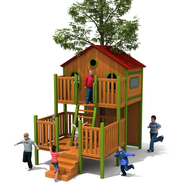 Factory Custom Outdoor Wooden House Children Playground Equipment