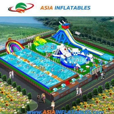 Customized Inflatable Water Amusement Park Pool Combined with Inflatable Slide