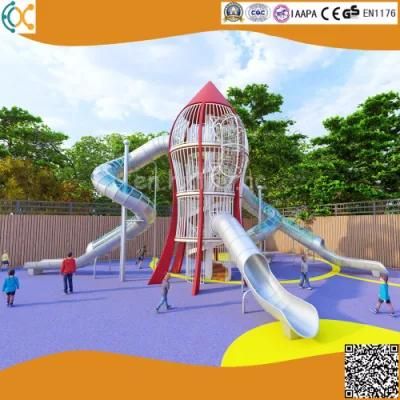 Outdoor Playground Rocket Design Stainless Steel Slide for Amusement Park