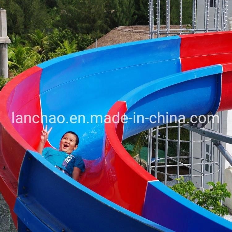 Long Pool Water Slide Fiberglass Open Spiral Slide