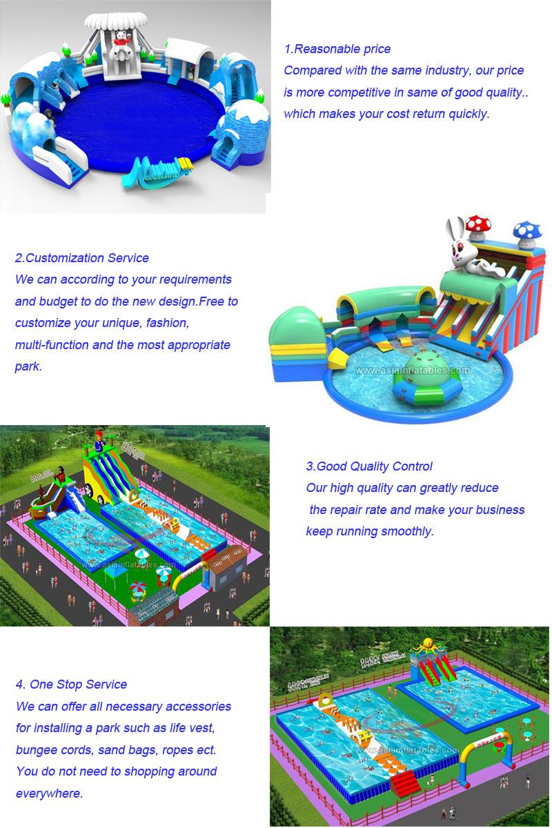 PVC Tarpaulin Inflatable Amusement Park with Slide, Inflatable Land Water Park on Land