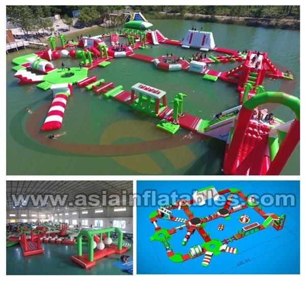 Giant Inflatable Aqua Fun Water Park for Obstacle Courses / Fioating Adventure Water Amusement Park