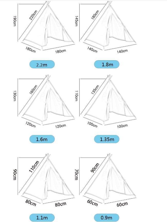 Indoor and Outdoor Children Playing Teepee Tent Cotton Fabric Indian Folding Kids Canvas Tent with Square Pad