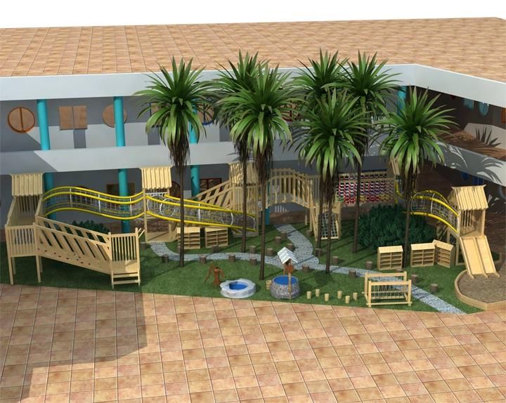 2021 Latest Outdoor Adventure Wooden Playground for Preschool