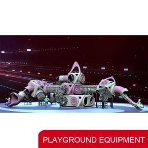 New Funny Professional Interactive Plastic Outdoor Playground Equipment Pink Slides