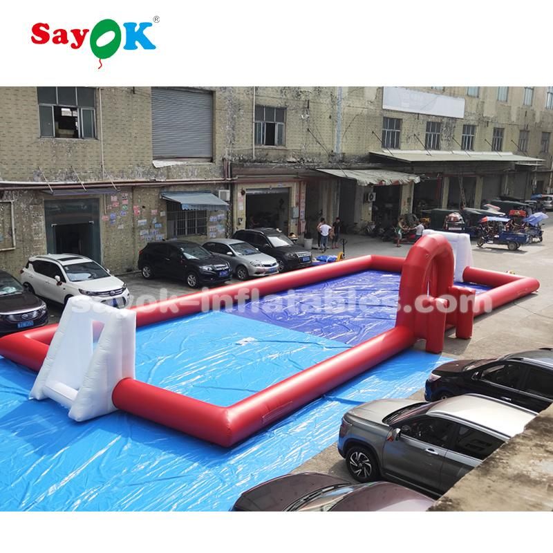 Outdoor Giant Red Inflatable Soccer Field PVC Football Court with Blower