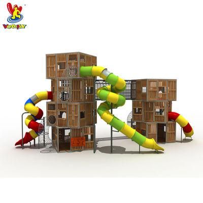 Bright Color Slides Kids Outdoor Play Structures Community Playground Sets