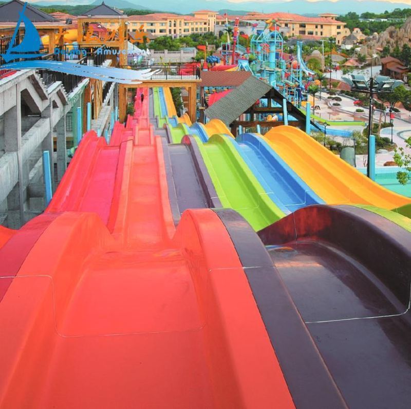 Customized Fiberglass Rainbow Water Park Slide