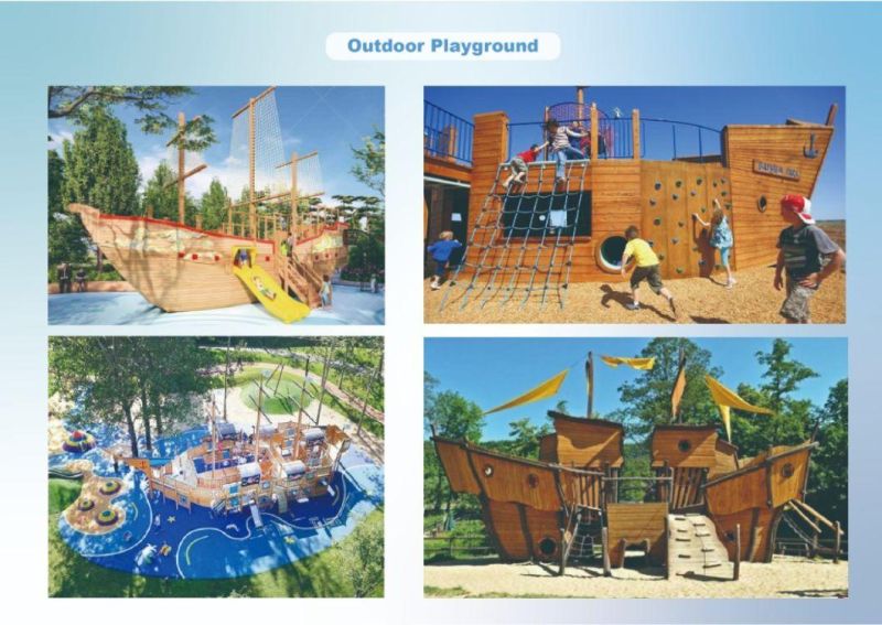 Multi-Activity Children Outdoor Playground Slide, Special Wood Pirate Ship