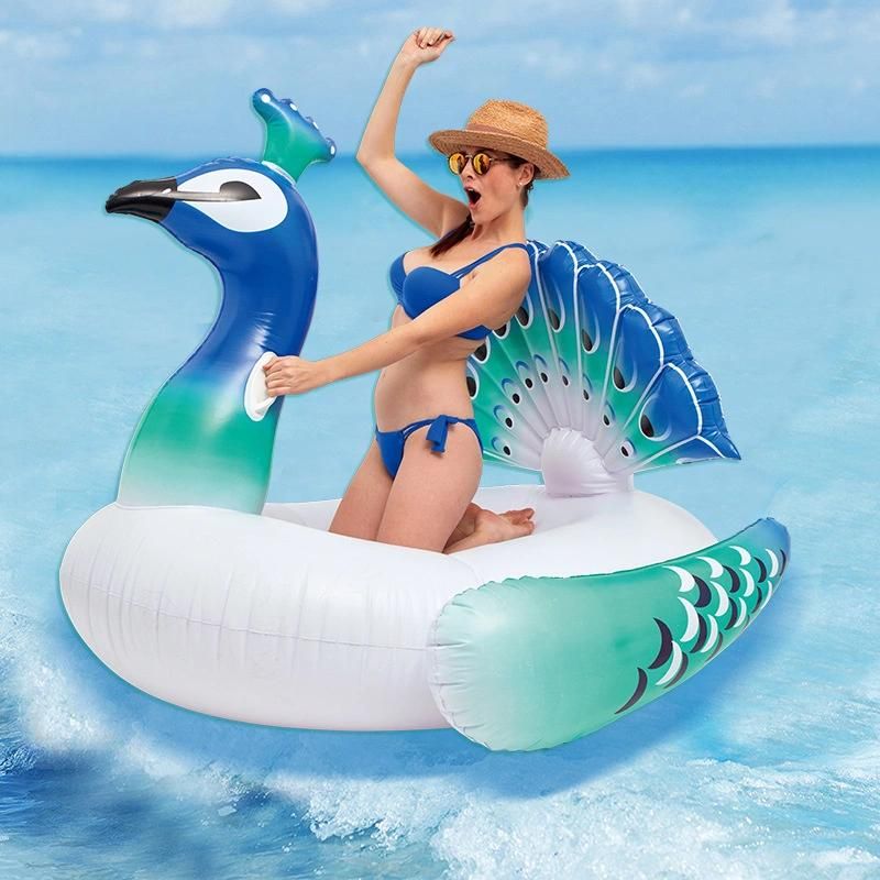 Summer Outdoor Water Play Equipment Toys PVC Inflatable Ride on Peacock Pool Float for Kids and Adult