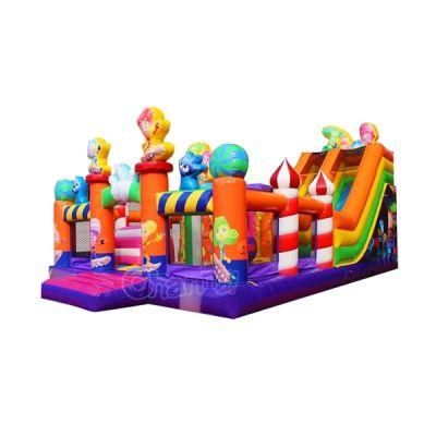 Candy Castle Giant Inflatable Obstacle Park with Slide Chob552