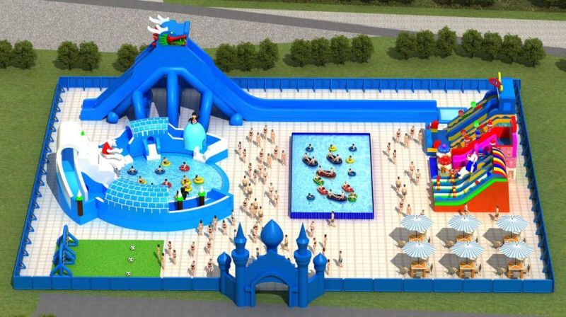 60 X 50m Commercial Inflatable Carnival, Inflatable Amusement Park Outdoor, Entertainment Park for Party Event Company