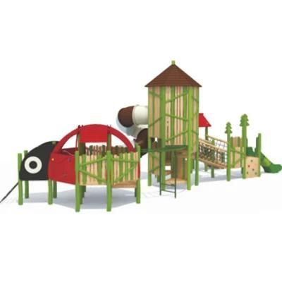 Kids Community Park Outdoor Playground Equipment Wooden House Slide QS31