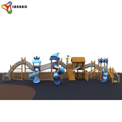 China Factory Kids Plastic Outdoor Playground Combines Wood Slide
