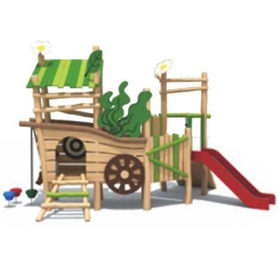 Kids Park Outdoor Playground Equipment Wooden Slide Climbing Set QS42