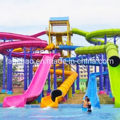 Lanchao Outdoor Fiberglass Combination Spiral Water Slide Tube for Adult