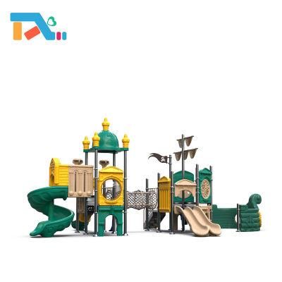 Outdoor Children Play Area Playground Equipment Slides in The Shape of Pirate Ship