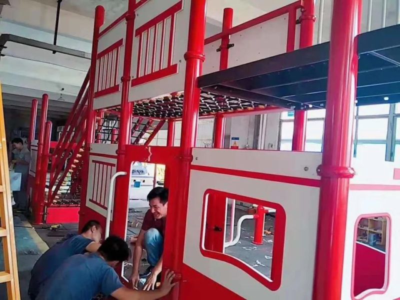 PE Board Fire Truck Children′s Entertainment Slide Equipment