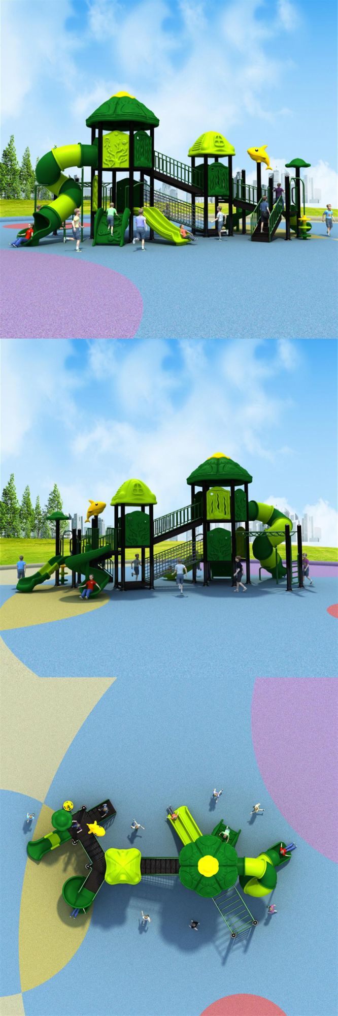 School Kids Outdoor Playground Plastic Slide Scenic Amusement Park Equipment