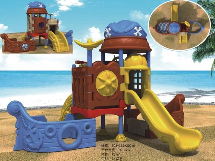 Pirate Boat Design Outdoor Plastic Playground Equipment for Children