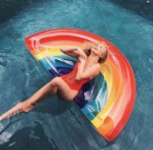 2019 Factory PVC Inflatable Rainbow Pool Float, Rainbow Inflatable Water Bed