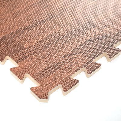 Wood Grain Floor Foam Interlocking Mats Tile 3/8-Inch Thick Flooring Wood Mat
