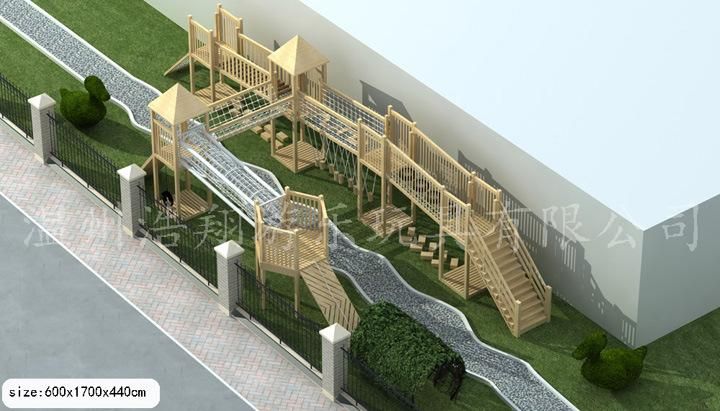 Attractive New Design Kids Outdoor Adventure Wooden Playground for School