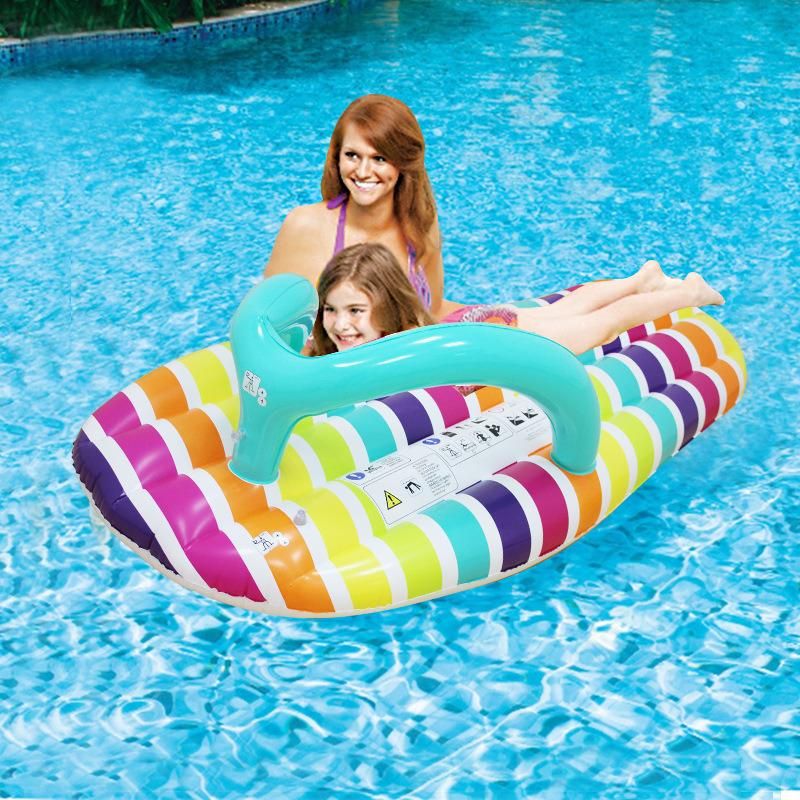 PVC Lounger Floating Raft Toy Inflatable Slipper Swimming Pool Float with Drink Holder
