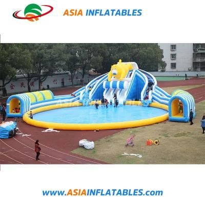Land Games Inflatable Water Park with Slide and Pool