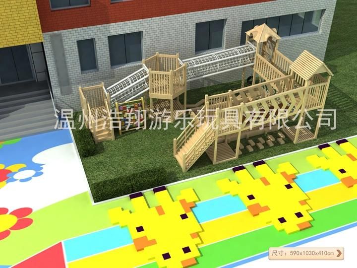 2021 Latest Outdoor Adventure Wooden Playground for Children