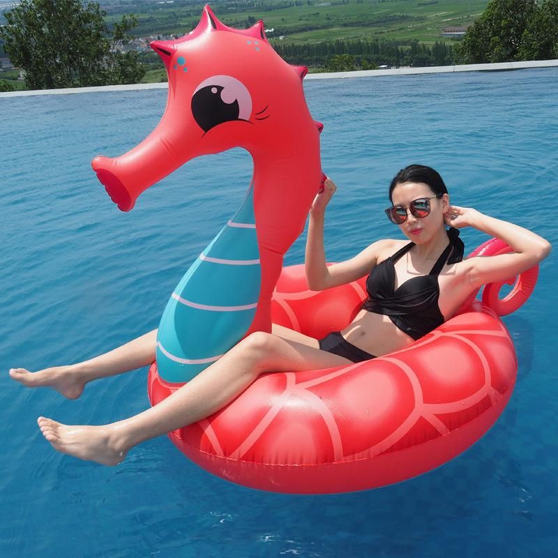 Summer Water Play Equipment Toys Inflatable PVC Seahorse Swimming Ring Pool Float