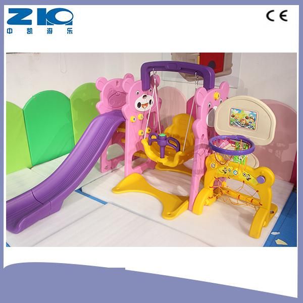 Indoor Colorful Safety Plastic Slide with Swing for Children